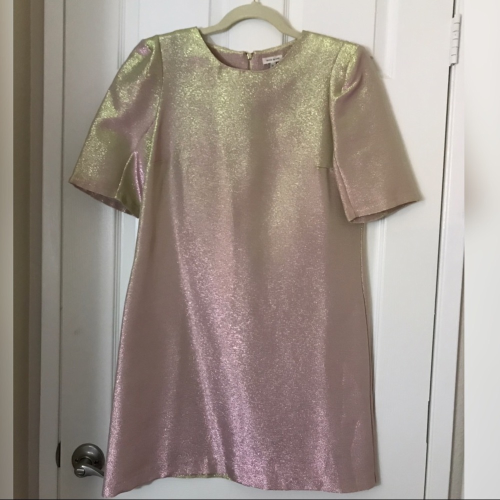 River Island Pink/Metallic Shift Dress - Picture 2 of 4